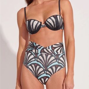 ANCORA Swim Suit Illustrated Muse Top Size Small Bottoms Size Large NWT